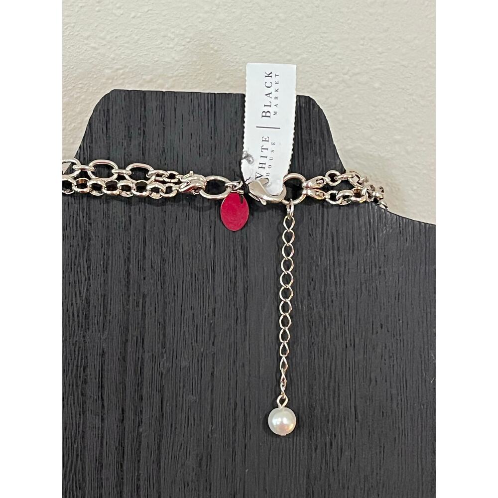 WHBM Necklace Lot 4pc Crystal Pearl Statement Layered Silver Tone - Picture 9 of 15